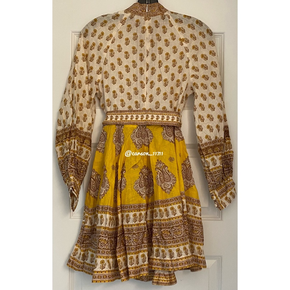 Zimmermann Bonita Buttoned Mustard Paisley Mini Dress - Picture 9 of 10
